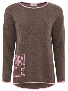 Zwillingsherz Sweter "Smile" w kolorze brązowym rozmiar: L. Brązowe swetry oversize Zwillingsherz, l, bez wzorów, z kaszmiru, bez ramiączek. Za 193,24 zł.