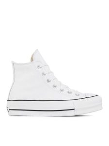 Converse Trampki Chuck Taylor All Star Lift Clean Hi 561676C Biały. Białe trampki Converse, bez wzorów, ze skóry, bez zapięcia. Za 309,99 zł.