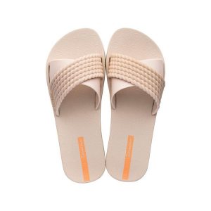 Klapki basenowe damskie Ipanema Street II Fem. Brązowe klapki Ipanema, bez wzorów, z materiału, bez obcasa. Za 79,99 zł.