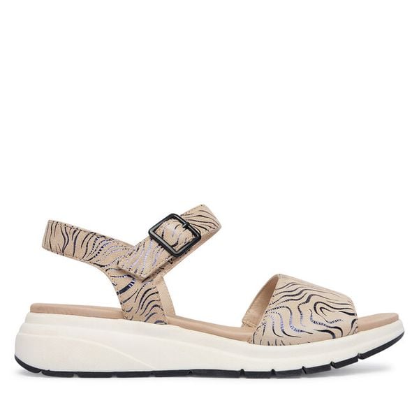 Sandały Caprice. Brązowe sandały Caprice, bez wzorów, bez obcasa, na płaskiej podeszwie, bez zapięcia. Za 339,99 zł.