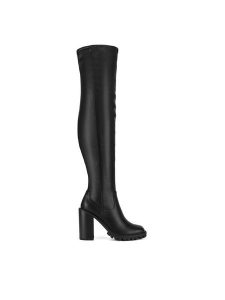 Nine West Kozaki WFA2944-1 Czarny. Czarne kozaki Nine West, bez wzorów, z materiału, bez obcasa, na słupku, bez zapięcia. Za 349,99 zł.