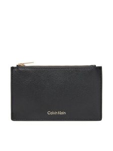 Calvin Klein Portfel Foil Logo Top Zip Cardcase LV04F1090G Czarny. Czarne portfele Calvin Klein, bez wzorów, ze skóry. Za 189,99 zł.