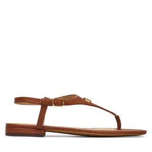 Sandały LAUREN RALPH LAUREN. Brązowe sandały Lauren Ralph Lauren, bez wzorów, bez obcasa, na płaskiej podeszwie, bez zapięcia. Za 559,99 zł.