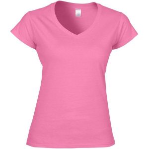 Koszulka Damska Krótki Rękaw VNeck. Fioletowe bluzki GILDAN, xl, bez wzorów, sportowe, bez kołnierzyka, bez ramiączek. Za 35,99 zł.