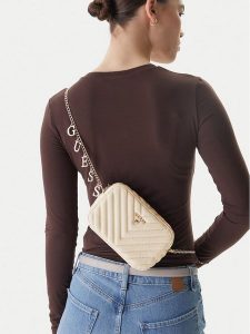 Guess Torebka J4GZ23 WFZL0 Écru. Białe torebki klasyczne Guess, z aplikacjami, ze skóry, bez dodatków. Za 284,99 zł.