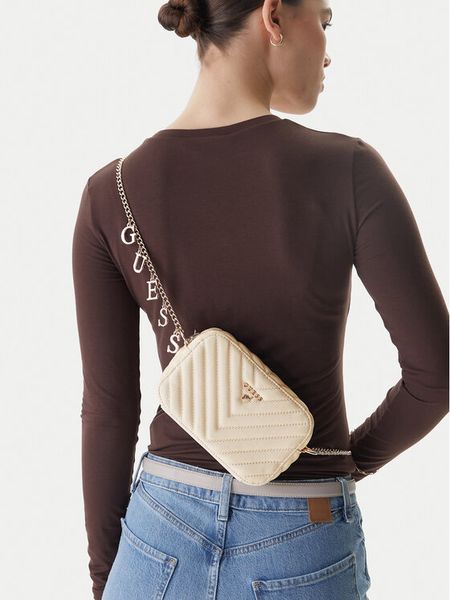 Guess Torebka J4GZ23 WFZL0 Écru. Białe torebki klasyczne Guess, z aplikacjami, ze skóry, bez dodatków. Za 197,99 zł.