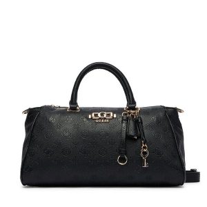 Torebka Guess. Czarne kuferki Guess, z aplikacjami, bez dodatków. Za 749,99 zł.