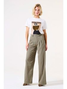 Garcia Spodnie w kolorze khaki rozmiar: XXL. Brązowe spodnie z wysokim stanem Garcia, bez wzorów, z bawełny, z podwyższonym stanem. Za 126,99 zł.