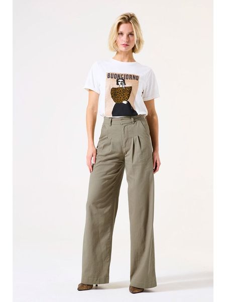 Garcia Spodnie w kolorze khaki rozmiar: XXL. Brązowe spodnie z wysokim stanem Garcia, bez wzorów, z bawełny, z podwyższonym stanem. Za 126,99 zł.