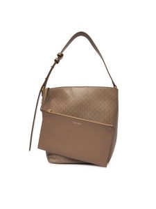 Calvin Klein Torebka Emblem Aop Medium Bucket LV04F3365G Beżowy. Brązowe torebki klasyczne Calvin Klein, bez wzorów, ze skóry, bez dodatków. Za 529,99 zł.