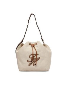 Tommy Hilfiger Torebka Th Elev Summer Bucket Canvas AW0AW18631 Beżowy. Brązowe torebki klasyczne TOMMY HILFIGER, bez wzorów, z materiału, bez dodatków. Za 699,99 zł.