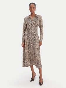 Morgan Sukienka koszulowa 261-RINGO Beżowy Regular Fit. Brązowe kombinezony Morgan, bez wzorów, z syntetyku, bez kołnierzyka, bez ramiączek. Za 399,99 zł.