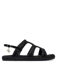 Guess Sandały FLJKLR FAB03 Czarny. Czarne sandały Guess, z aplikacjami, z syntetyku, bez obcasa, na płaskiej podeszwie, bez zapięcia. Za 549,99 zł.