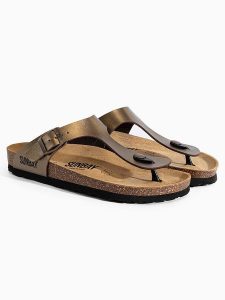 Sunbay Japonki "Camelia" w kolorze złotym rozmiar: 37. Żółte klapki Sunbay, bez wzorów, z otwartym noskiem, bez obcasa. Za 122,96 zł.