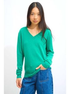 AUTHENTIC CASHMERE Kaszmirowy sweter "Gardoria" w kolorze zielonym rozmiar: XXL. Zielone swetry oversize AUTHENTIC CASHMERE, xxl, bez wzorów, z kaszmiru, bez ramiączek. Za 326,32 zł.