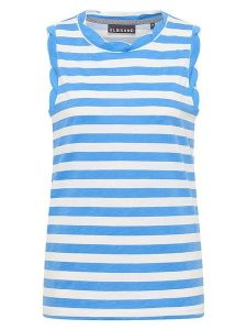 ELBSAND Top "Meevis" w kolorze niebiesko-białym rozmiar: XS. Białe topy ELBSAND, xs, bez wzorów, z bawełny, bez kołnierzyka, bez ramiączek. Za 82,99 zł.