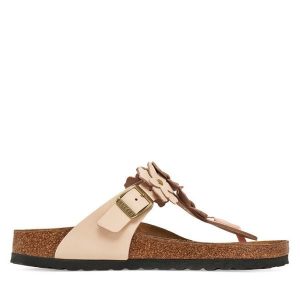 Japonki Birkenstock. Czerwone klapki Birkenstock, bez wzorów, bez obcasa. Za 499,99 zł.