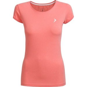 T-shirt damski TSD616 - łososiowy melanż - Outhorn. T-shirty marki Outhorn. W wyprzedaży za 24,99 zł.