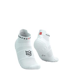 Skarpetki biegowe Compressport ProRacing Socks V4 Run Low white/black. Białe skarpetki Compressport, bez wzorów. Za 59,99 zł.