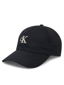 Calvin Klein Jeans Czapka z daszkiem Embroidered Monogram Cap LV04K5024G Czarny. Czarne czapki Calvin Klein Jeans, bez wzorów, z bawełny. Za 99,99 zł.