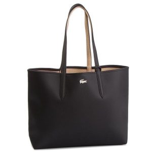 Torebka Lacoste. Czarne shopper bag Lacoste, bez wzorów, bez dodatków. Za 469,99 zł.