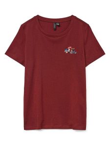 Vero Moda Koszulka w kolorze czerwonym rozmiar: XS. Czerwone bluzki Vero Moda, xs, bez wzorów, z bawełny, bez kołnierzyka, bez ramiączek. Za 57,06 zł.