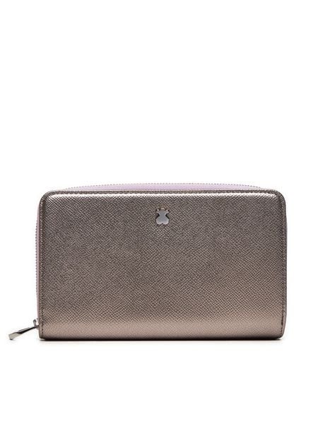 TOUS Portfel 2001689855 Srebrny. Szare portfele Tous, bez wzorów, ze skóry. Za 349,99 zł.