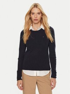 Tommy Hilfiger Sweter WW0WW44161 Granatowy Regular Fit. Niebieskie swetry klasyczne TOMMY HILFIGER, m, z wełny, bez kołnierzyka. Za 389,99 zł.