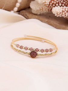 Pierres delicates Pozłacana bransoletka z kwarcem rozmiar: onesize. Brązowe bransoletki Pierres delicates, z kwarcem, pozłacane. Za 56,99 zł.