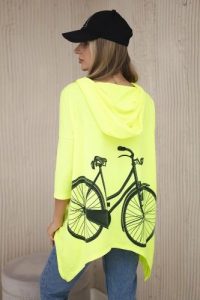 Bluza z nadrukiem roweru żółty neon. Żółte bluzy KESI, l, bez wzorów, z bawełny, z kapturem. Za 218,51 zł.
