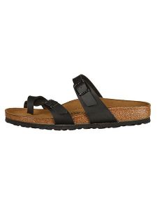 Birkenstock Japonki "Mayari" w kolorze czarnym rozmiar: 38. Czarne klapki Birkenstock, bez wzorów, bez obcasa. Za 292,89 zł.