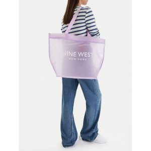 Torebka Nine West. Fioletowe shopper bag Nine West, bez wzorów, bez dodatków. Za 79,99 zł.