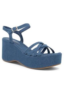 Jenny Fairy Sandały RABBY KL E2206-100 Niebieski. Niebieskie sandały Jenny Fairy, bez wzorów, z materiału, bez obcasa, na koturnie, bez zapięcia. Za 139,99 zł.