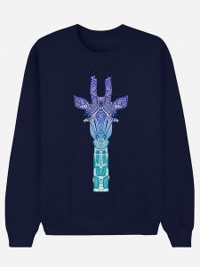 WOOOP Bluza "Giraffe Mint" w kolorze granatowym rozmiar: XXL. Niebieskie bluzy Wooop, xxl, bez wzorów, z bawełny, bez kaptura. Za 100,99 zł.