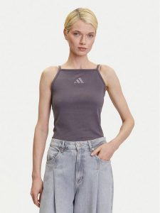 Adidas Top ALL SZN Rib JJ1223 Szary Slim Fit. Szare topy ADIDAS, xl, bez wzorów, z bawełny, bez kołnierzyka, bez ramiączek. Za 89,99 zł.