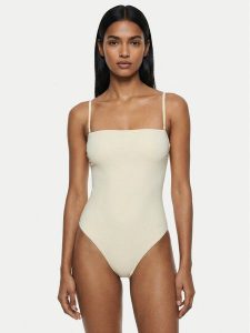 Calvin Klein Swimwear Strój kąpielowy LV00Q62709 Écru. Białe stroje jednoczęściowe Calvin Klein Swimwear, bez wzorów, z syntetyku. Za 381,99 zł.