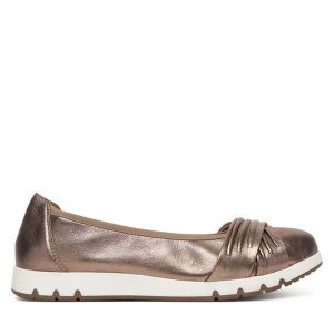 Baleriny Caprice. Brązowe balerinki Caprice, bez wzorów, bez obcasa, bez zapięcia. Za 329,99 zł.