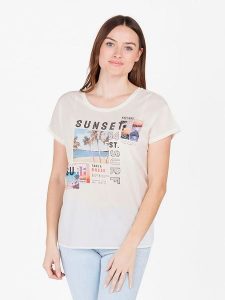 KEY LARGO Koszulka "Sunset" w kolorze białym rozmiar: S. Białe bluzki KEY LARGO, s, bez wzorów, bez kołnierzyka, bez ramiączek. Za 57,06 zł.