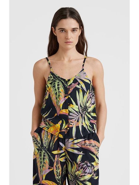 O'Neill Top "Tiare" w kolorze czarnym ze wzorem rozmiar: S. Czarne topy O'Neill, s, bez wzorów, z wiskozy, bez kołnierzyka, bez ramiączek. Za 74,95 zł.