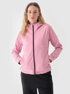 4F Kurtka softshell wiatroodporna membrana 5000 damska - różowa XS. Czerwone kurtki 4f, na zimę, m, bez wzorów, z dzianiny, z kapturem. W wyprzedaży za 199,99 zł.