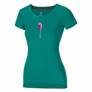 Koszulka damska Ocun Raglan. Czerwone bluzki Ocun, s, bez wzorów, sportowe, bez kołnierzyka, bez ramiączek. Za 161,00 zł.