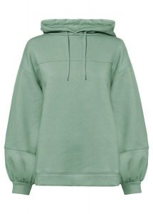 Bluza z kapturem oversize, z miękkiego materiału z bawełną. Zielone bluzy bonprix, bez wzorów, z bawełny, z kapturem. Za 109,99 zł.