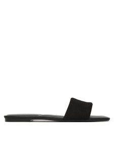 Calvin Klein Klapki Square Flat Sndl Canvas Hw HW0HW03129 Czarny. Czarne klapki Calvin Klein, bez wzorów, z materiału, bez obcasa. Za 329,99 zł.