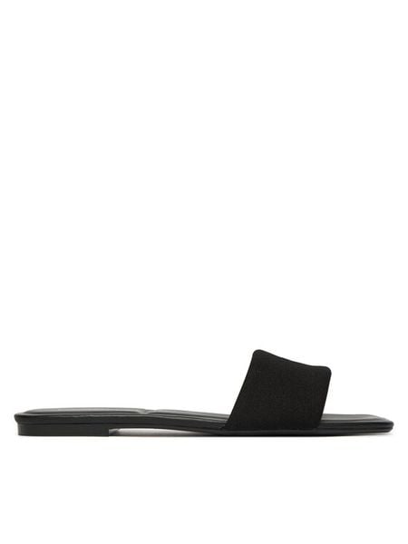 Calvin Klein Klapki Square Flat Sndl Canvas Hw HW0HW03129 Czarny. Czarne klapki Calvin Klein, bez wzorów, z materiału, bez obcasa. Za 329,99 zł.