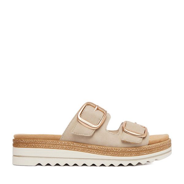 Klapki Remonte. Brązowe klapki Remonte, bez wzorów, bez obcasa. Za 369,99 zł.