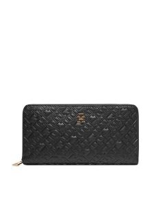 Tommy Hilfiger Portfel Th Icon Lrg Za Mono Embo AW0AW17955 Czarny. Czarne portfele TOMMY HILFIGER, bez wzorów, ze skóry. Za 229,99 zł.