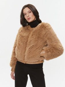 TWINSET Futro 232TT2021 Brązowy Regular Fit. Brązowe płaszcze Twinset, bez wzorów, z futra, bez kaptura. Za 979,00 zł.