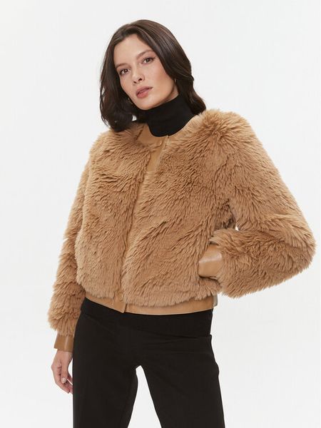 TWINSET Futro 232TT2021 Brązowy Regular Fit. Brązowe płaszcze Twinset, bez wzorów, z futra, bez kaptura. Za 599,99 zł.