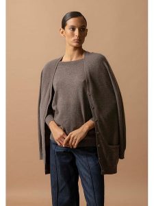 Perfect Cashmere Kaszmirowy kardigan "Pearl" w kolorze szarobrązowym rozmiar: S. Brązowe kardigany Perfect Cashmere, s, bez wzorów, z kaszmiru, bez ramiączek. Za 413,99 zł.