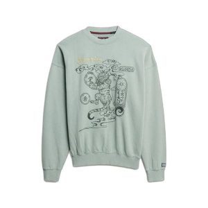 Damska bluza oversize Superdry Tokyo Narrative. Zielone bluzy Superdry, bez wzorów, bez kaptura. Za 332,10 zł.